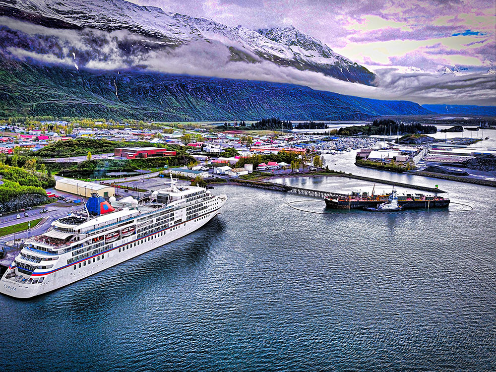 The MS Europa at the Kelsey Dock in Valdez
